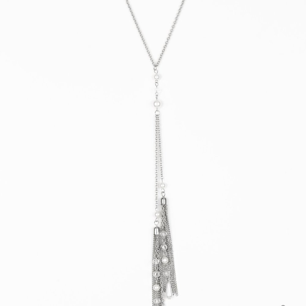 Paparazzi Timeless Tassels Silver Necklace and Earring Set